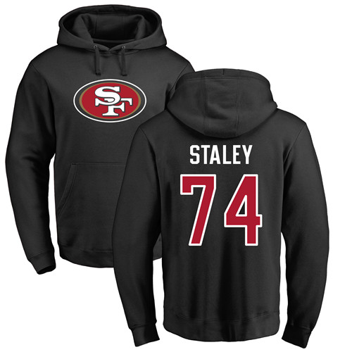 Men San Francisco 49ers Black Joe Staley Name and Number Logo #74 Pullover NFL Hoodie Sweatshirts